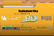 a screen shot of the video for Career Counseling. A yellow file folder displaying various organizations logos. 