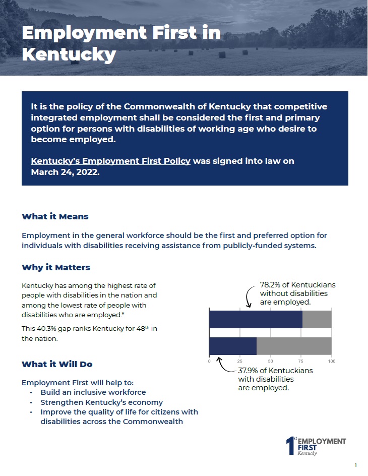 a screen shot of page one of the "What Is Employment First?" document. 