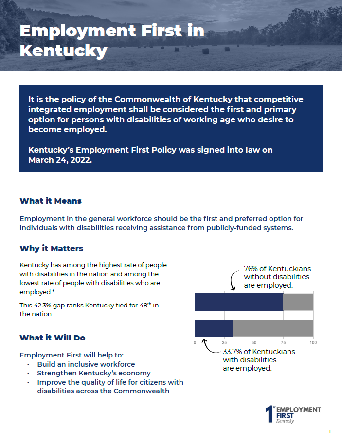 a screen shot of page one of the "What Is Employment First?" document. 