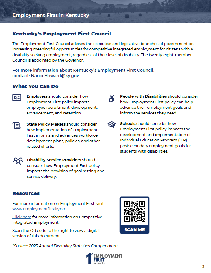 a screen shot of page two of the "What Is Employment First?" document.