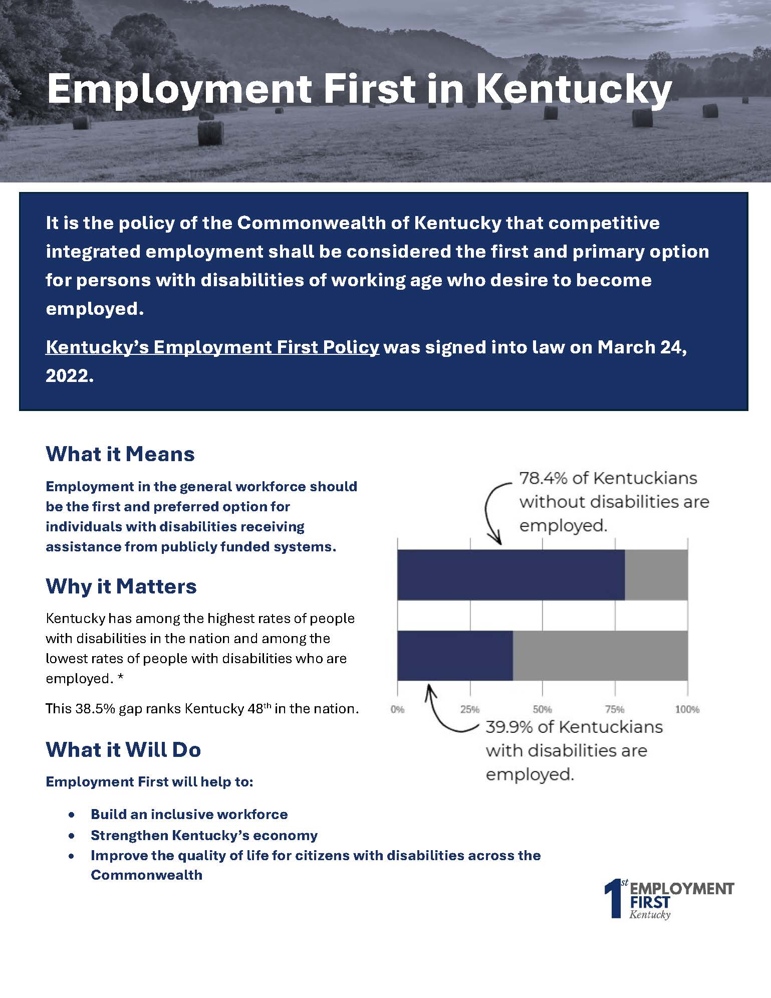 a screen shot of page one of the "What Is Employment First?" document. 